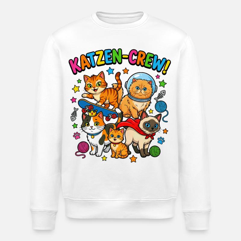 KatzenCrew Skate Space - Stanley/Stella Unisex Bio-Sweatshirt ROLLER - Weiß
