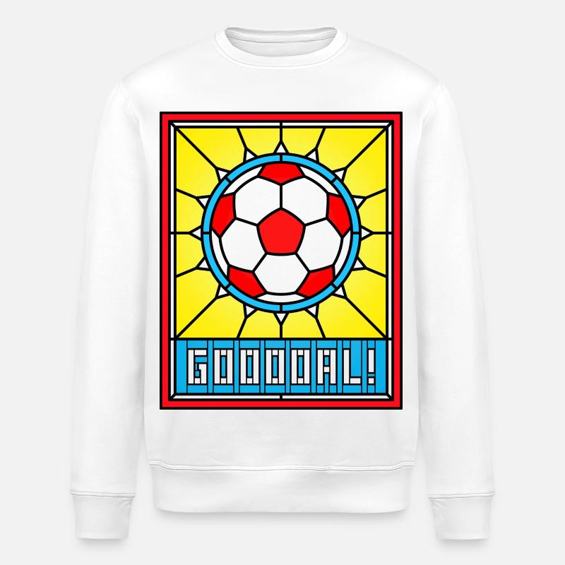Buntglas-Fußball-Emblem - Stanley/Stella Unisex Bio-Sweatshirt ROLLER - Weiß