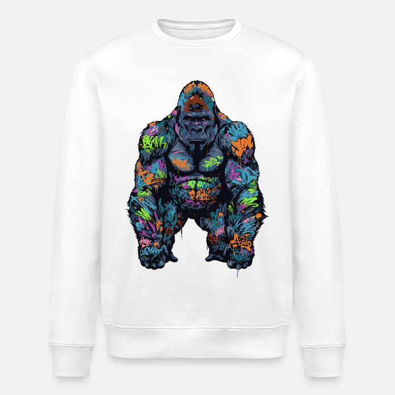 Gorille graffiti - Sweat bio ROLLER Stanley/Stella Unisexe - blanc