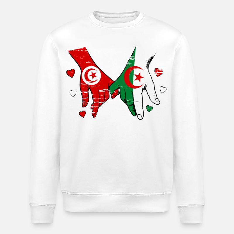 Tunisie-Algérie Drapeau main dans la main - Sweat bio ROLLER Stanley/Stella Unisexe - blanc