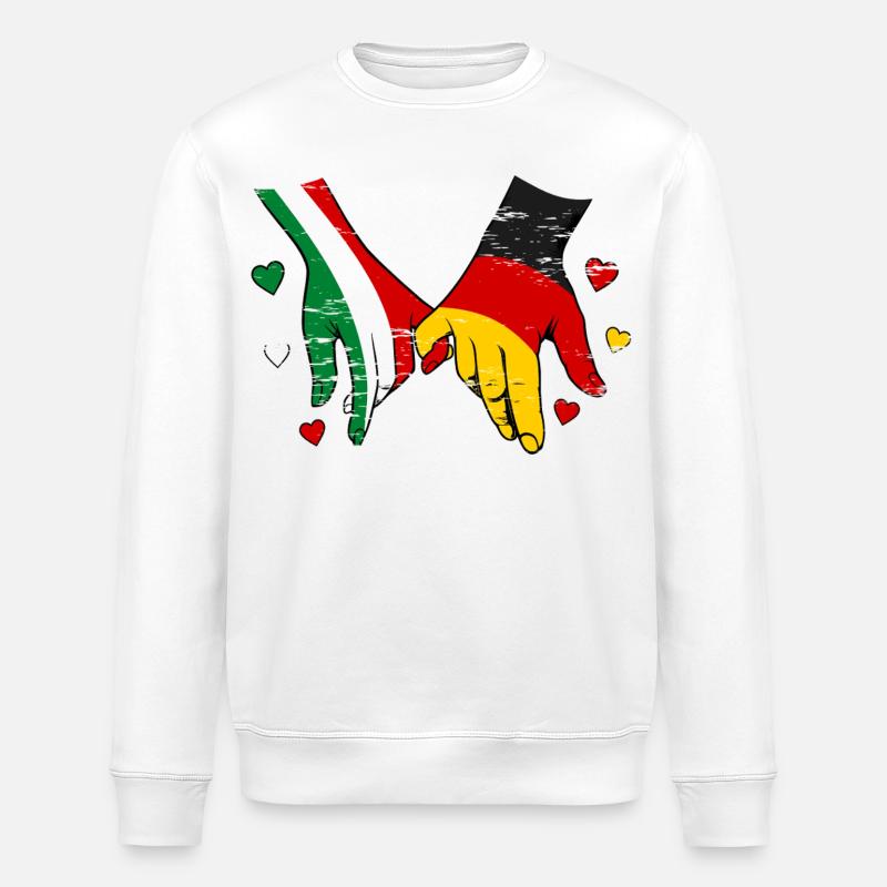 Drapeau italien-allemand tenant la main utilisé - Sweat bio ROLLER Stanley/Stella Unisexe - blanc