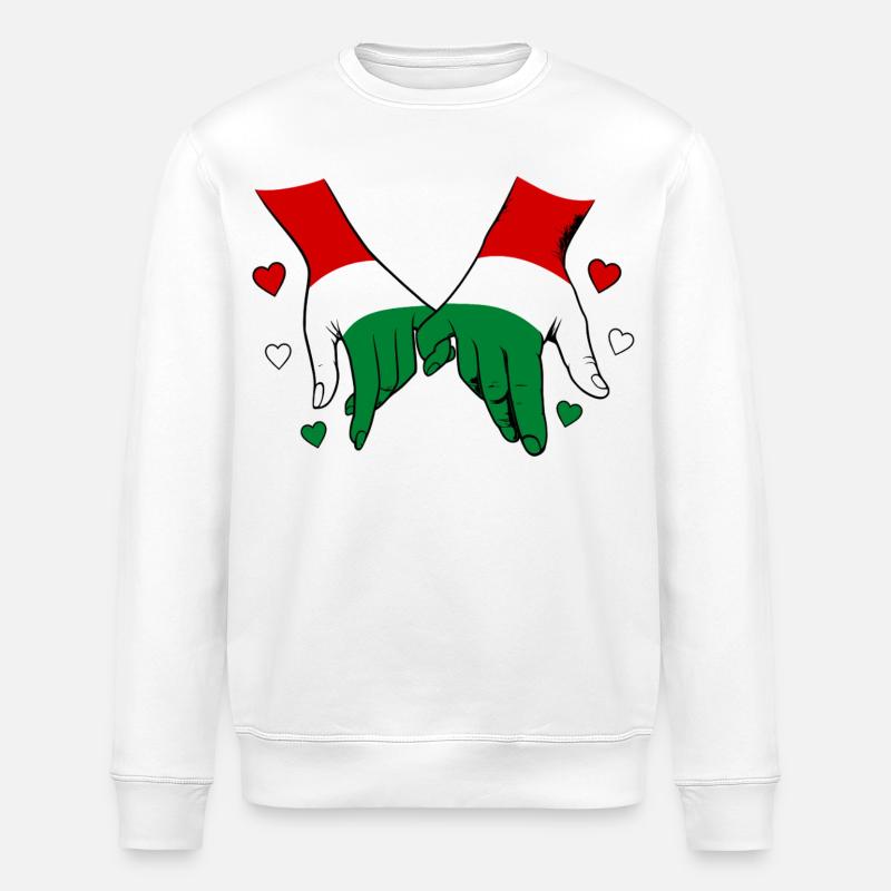 Ungarn Flagge Händehalten - Stanley/Stella Unisex Bio-Sweatshirt ROLLER - Weiß