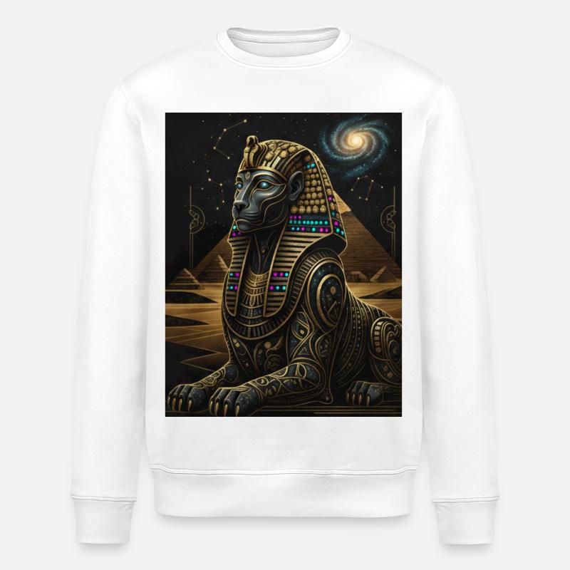 Sphinx Cosmique d’Anubis en or - Sweat bio ROLLER Stanley/Stella Unisexe - blanc