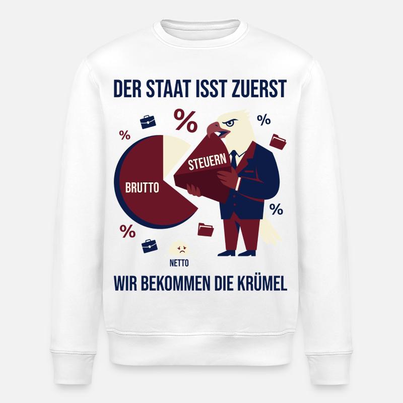 The state eats first - Stanley/Stella ROLLER Unisex Organic Sweatshirt - white