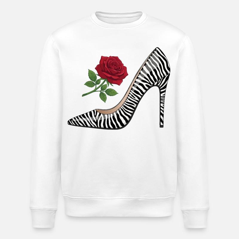 Zebra High Heel Rose - Stanley/Stella Unisex Bio-Sweatshirt ROLLER - Weiß