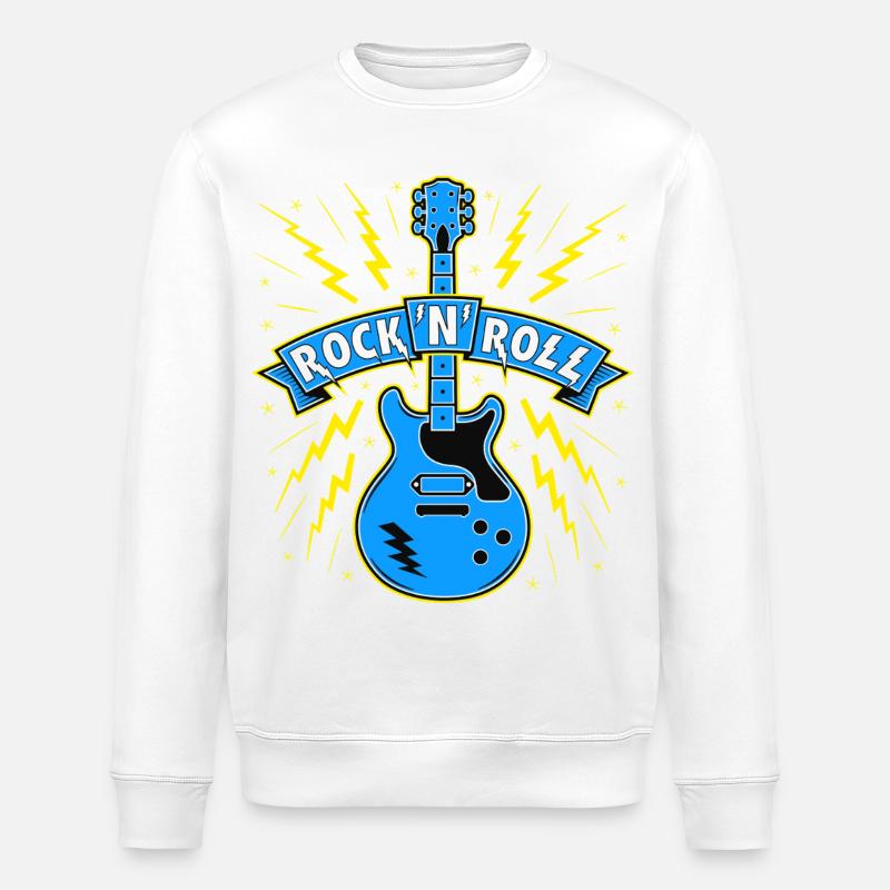 Rock 'n' Roll Gitarre - Stanley/Stella Unisex Bio-Sweatshirt ROLLER - Weiß