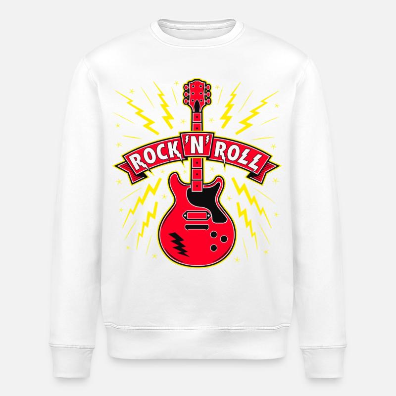 Rock 'n' roll -kitara - Stanley/Stella ROLLER unisex luomu-collegepaita - valkoinen