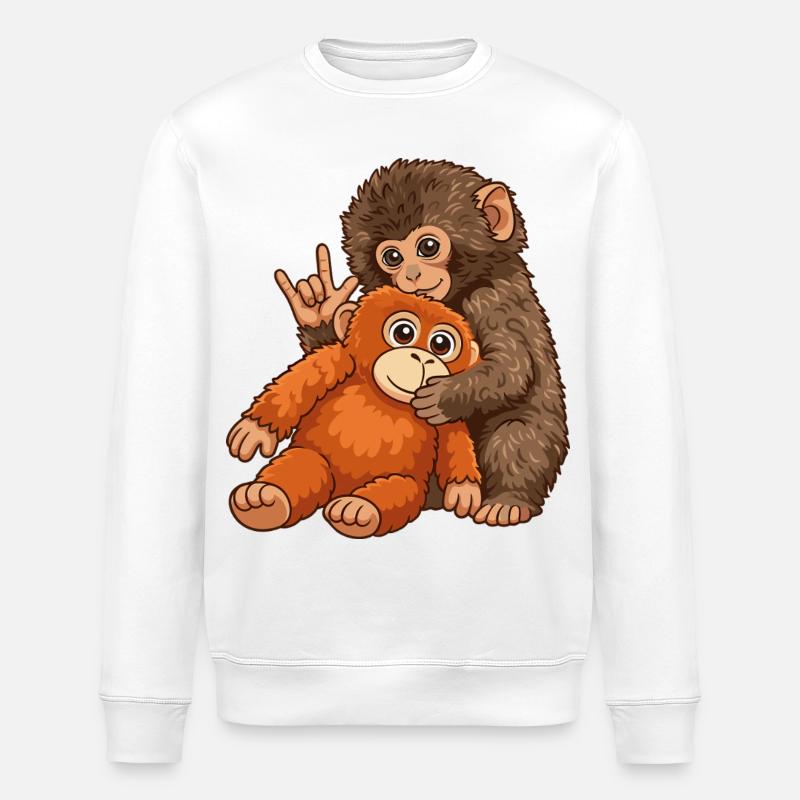 Cadeau mignon Singe Punch Monkey - Sweat bio ROLLER Stanley/Stella Unisexe - blanc