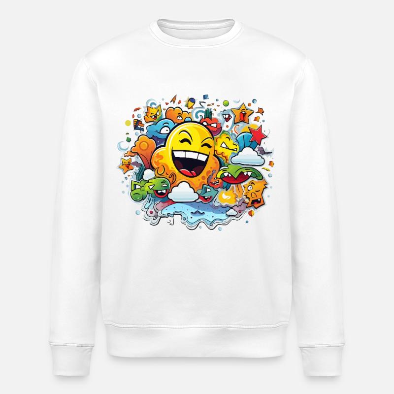 Sonnenfreude Cartoon-Motiv - Stanley/Stella Unisex Bio-Sweatshirt ROLLER - Weiß