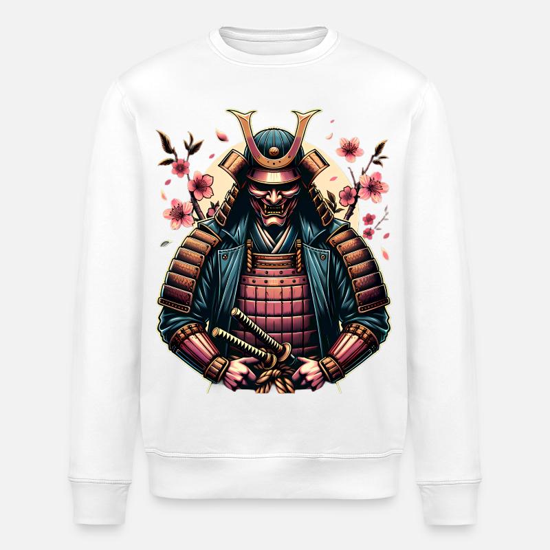 Blossom Samurai Mask Armor - Stanley/Stella ROLLER Unisex Organic Sweatshirt - white