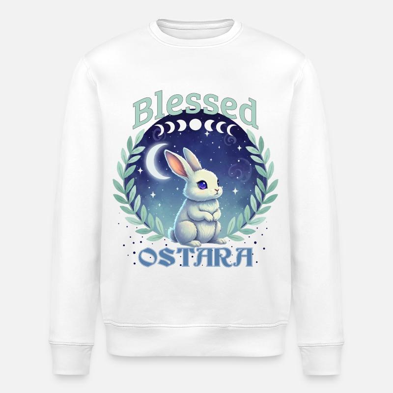 Ostara Happy Easter Pagan Spring Equinox - Stanley/Stella ROLLER Unisex Organic Sweatshirt - white