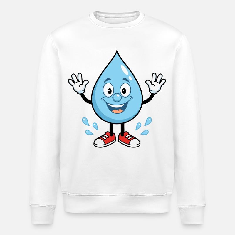 Fröhlicher Wassertropfen mit Sneakers - Stanley/Stella Unisex Bio-Sweatshirt ROLLER - Weiß