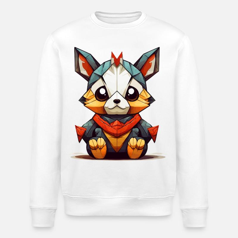 Geometrischer Fuchs Charm - Stanley/Stella Unisex Bio-Sweatshirt ROLLER - Weiß