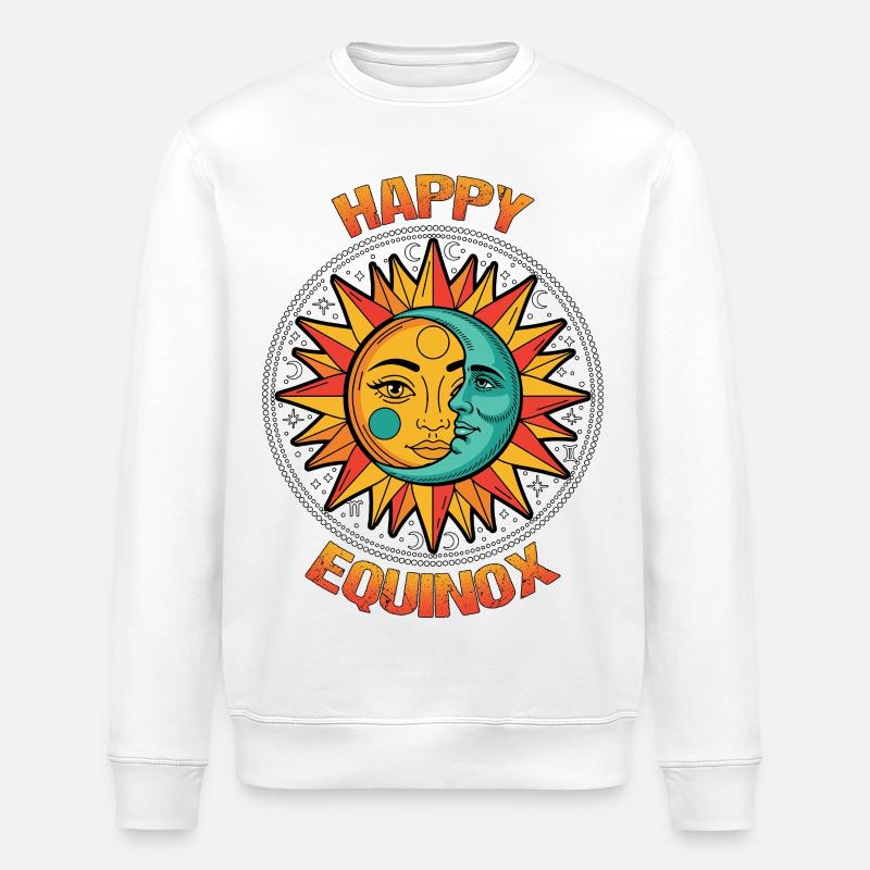 Joyeux équinoxe Pâques Ostara Lune Soleil - Sweat bio ROLLER Stanley/Stella Unisexe - blanc