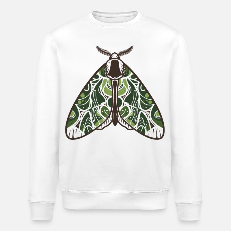Verdant Leafwing Moth - Stanley/Stella ROLLER Unisex Organic Sweatshirt - white