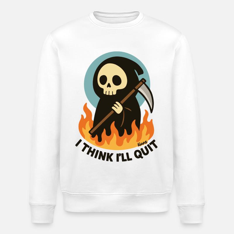 Sensenmann in Flammen – Text beenden - Stanley/Stella Unisex Bio-Sweatshirt ROLLER - Weiß