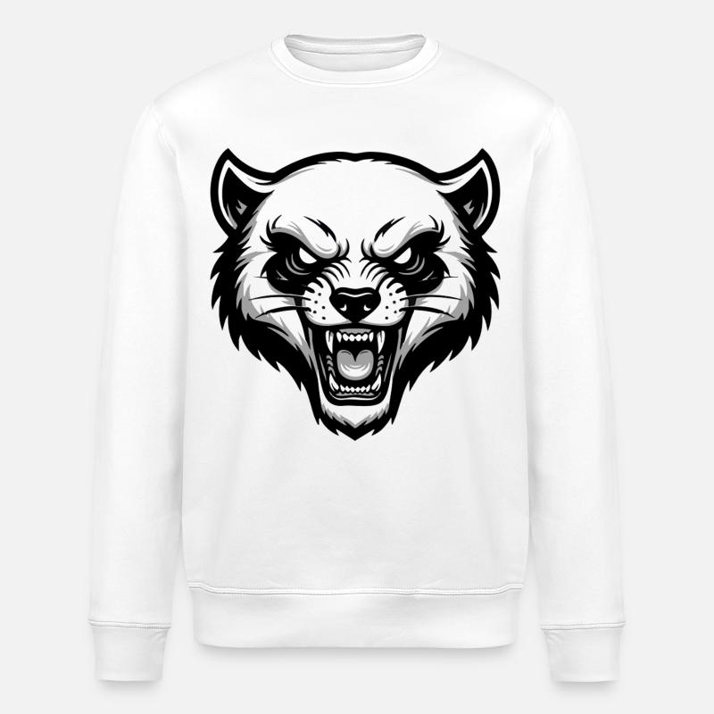 Wild Glutton Wolverine Maskottchen-Logo - Stanley/Stella Unisex Bio-Sweatshirt ROLLER - Weiß
