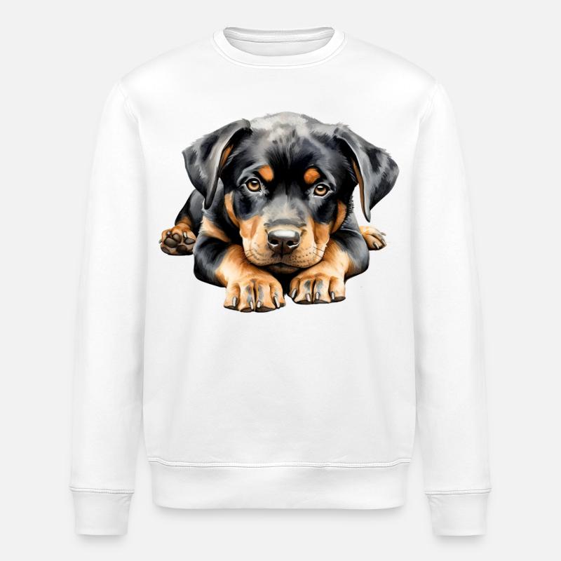 Rottweiler hvalp - Stanley/Stella økologisk unisex-sweatshirt ROLLER - hvid