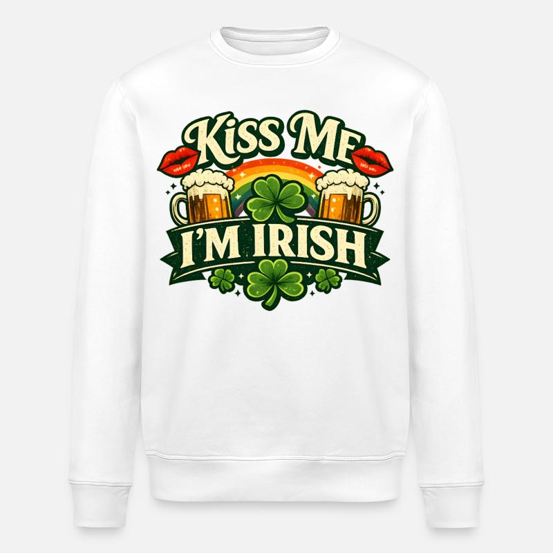 Küss mich, ich bin Irish St. Patrick's Design - Stanley/Stella Unisex Bio-Sweatshirt ROLLER - Weiß