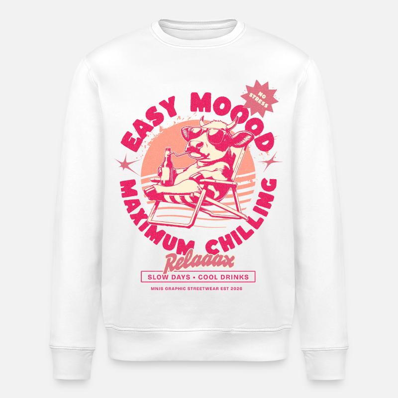 Vache détendue en mode détendu - Sweat bio ROLLER Stanley/Stella Unisexe - blanc
