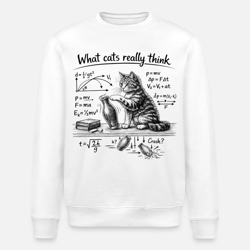 Katze, Physik, What cats really think - Stanley/Stella Unisex Bio-Sweatshirt ROLLER - Weiß