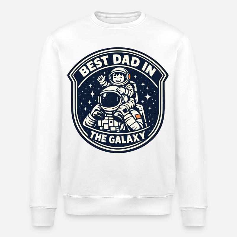 Dad Gift Astronaut Galaxy Best Dad - Stanley/Stella ROLLER Unisex Organic Sweatshirt - white
