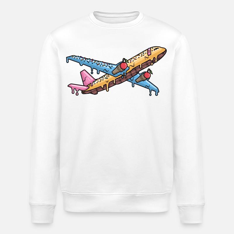 Flugzeug Flieger Eiscreme Kinder Jungen Pilot - Stanley/Stella ROLLER Unisex Organic Sweatshirt - white