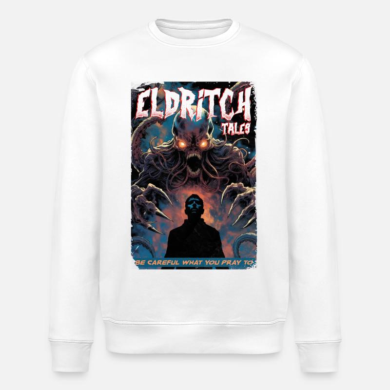 Eldritch Tales Tentacle Shadow Tee - Stanley/Stella ROLLER Unisex Organic Sweatshirt - white