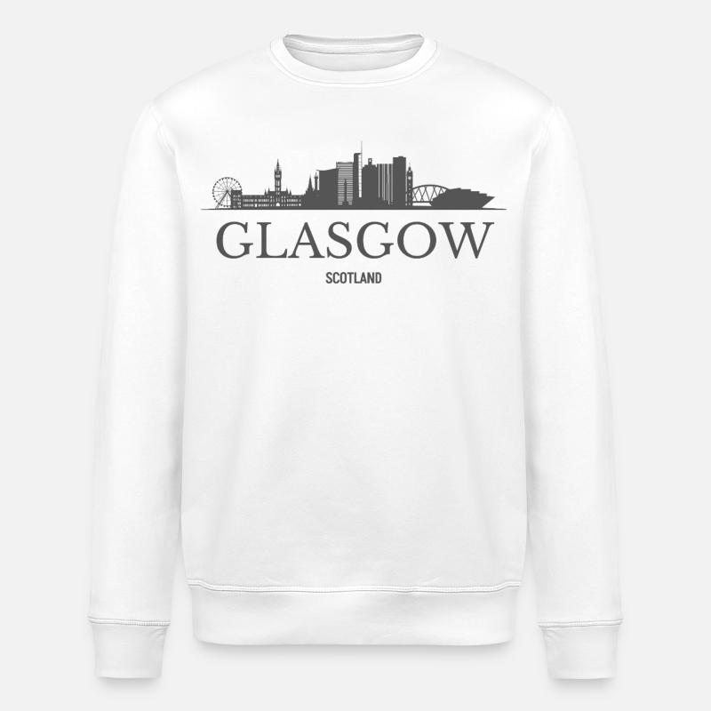 Glasgow Schottland, Glasgow Skyline - Stanley/Stella Unisex Bio-Sweatshirt ROLLER - Weiß