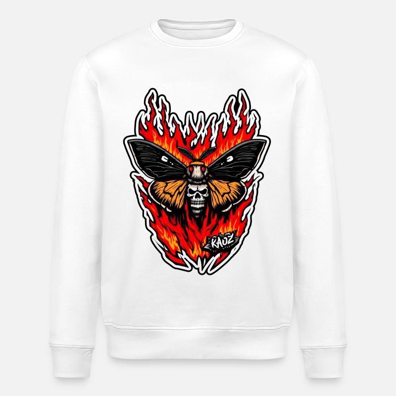 Flammenschädelmotten-Inferno - Stanley/Stella Unisex Bio-Sweatshirt ROLLER - Weiß