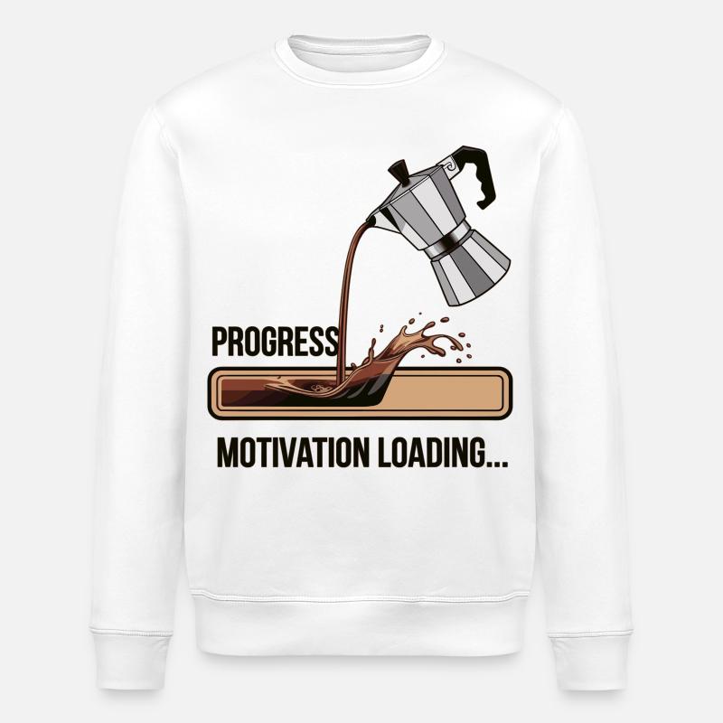 Kaffee Lover Shirt – Motivation Loading Progress - Stanley/Stella Unisex Bio-Sweatshirt ROLLER - Weiß