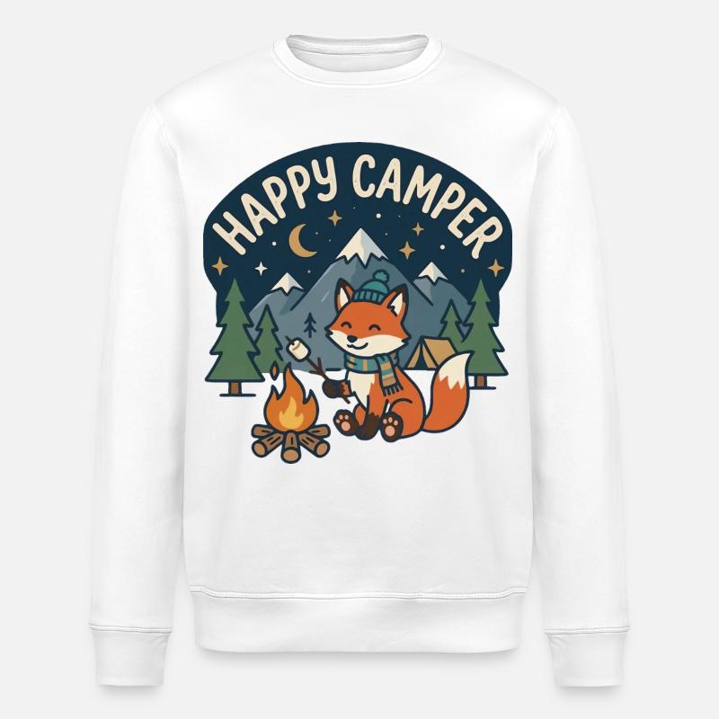 Happy Camper Fox Night Camp - Stanley/Stella Unisex Bio-Sweatshirt ROLLER - Weiß
