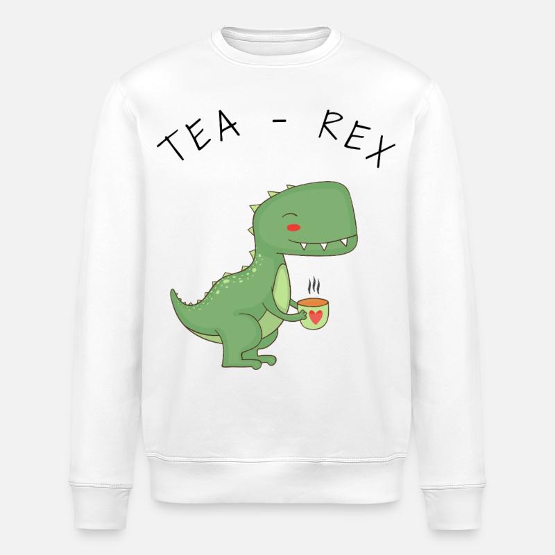 Lustige T-Rex-Teezeit - Stanley/Stella Unisex Bio-Sweatshirt ROLLER - Weiß