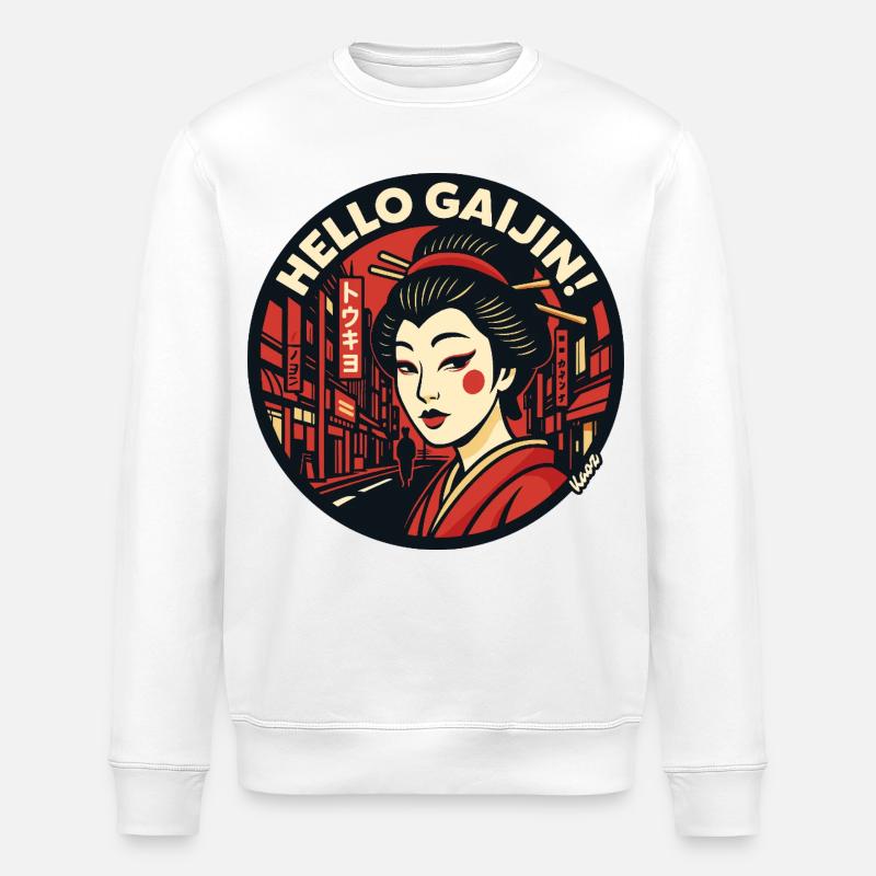Geisha Neon Gaijin Nächte - Stanley/Stella Unisex Bio-Sweatshirt ROLLER - Weiß