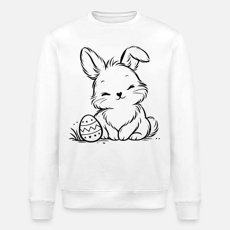 Easter bunny with Easter egg - Stanley/Stella ROLLER Unisex Organic Sweatshirt - white