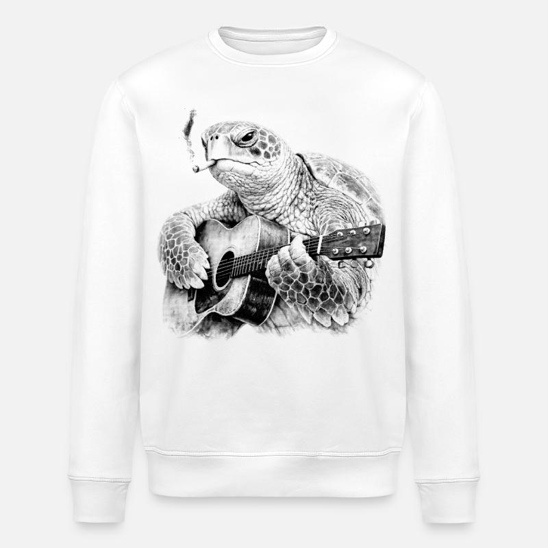 Turtle Blues Gitarrist - Stanley/Stella Unisex Bio-Sweatshirt ROLLER - Weiß