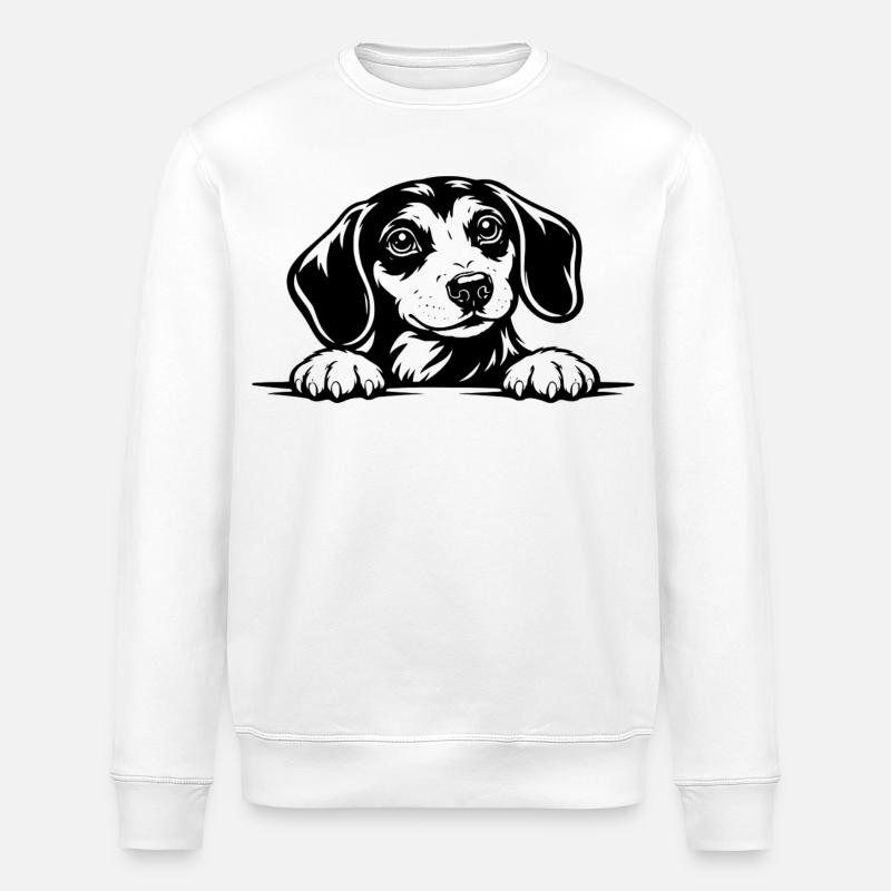 Dackel mit Pfote Portrait - Stanley/Stella Unisex Bio-Sweatshirt ROLLER - Weiß