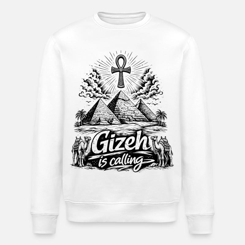 Giza is calling Egypt Pyramids Trip - Stanley/Stella ROLLER Unisex Organic Sweatshirt - white