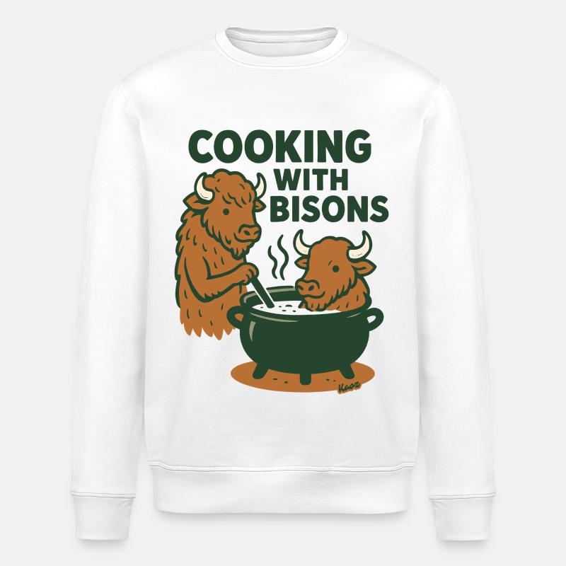 Kochen mit Bisons - Stanley/Stella Unisex Bio-Sweatshirt ROLLER - Weiß