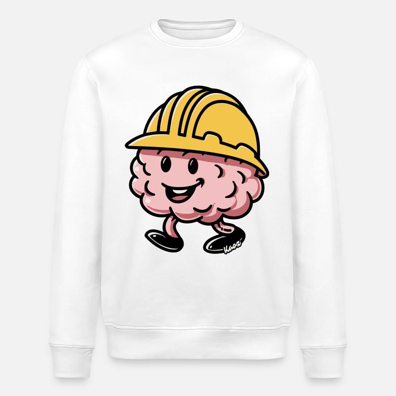 Brain Builder Hard Hat - Stanley/Stella ROLLER Unisex Organic Sweatshirt - white