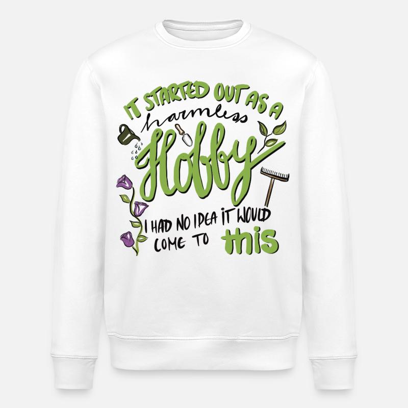 Gartenhobby mit Leidenschaft - handgezeichnet - Stanley/Stella Unisex Bio-Sweatshirt ROLLER - Weiß