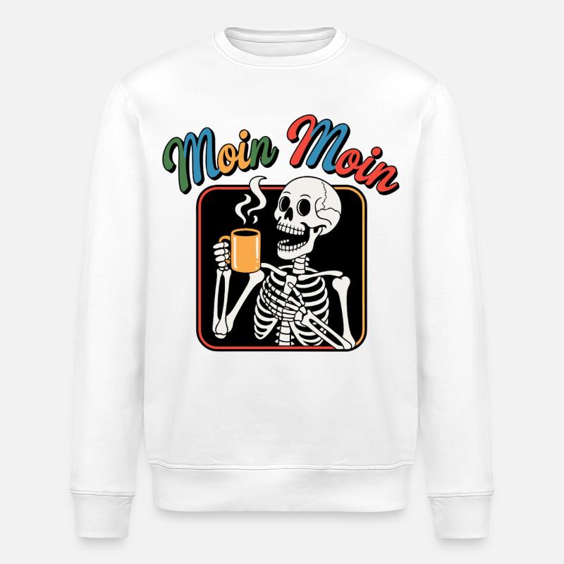 Moin Moin Skeleton Coffee - Stanley/Stella ROLLER Unisex Organic Sweatshirt - white