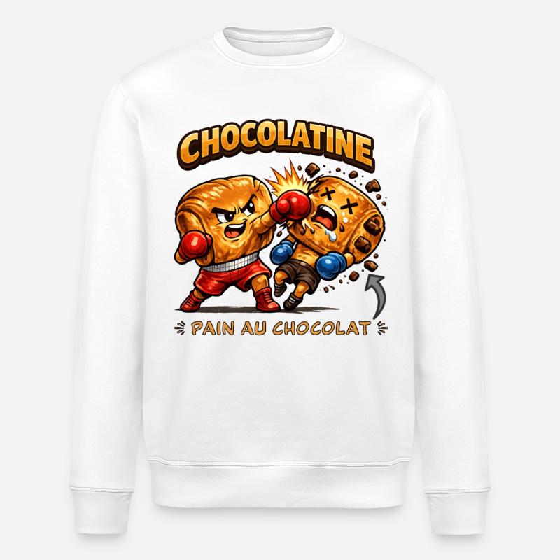 Chocolatine boxe - Sweat bio ROLLER Stanley/Stella Unisexe - blanc