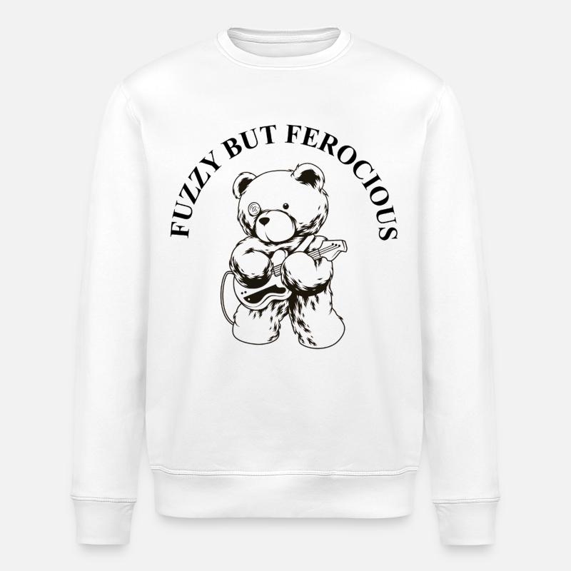Pelucheux mais féroce – Diction Bear Rock - Sweat bio ROLLER Stanley/Stella Unisexe - blanc
