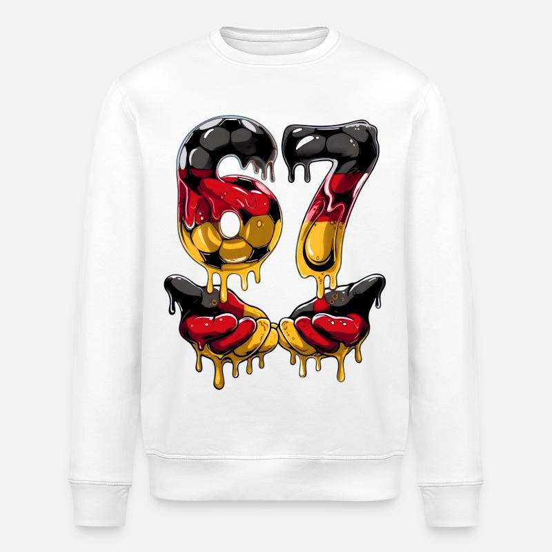 Fodbold 67 Meme for drenge børn 67 seks syv 6 7 - Stanley/Stella økologisk unisex-sweatshirt ROLLER - hvid