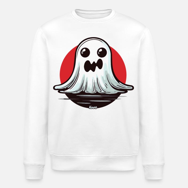 Kawaii Geist im Mondschein - Stanley/Stella Unisex Bio-Sweatshirt ROLLER - Weiß