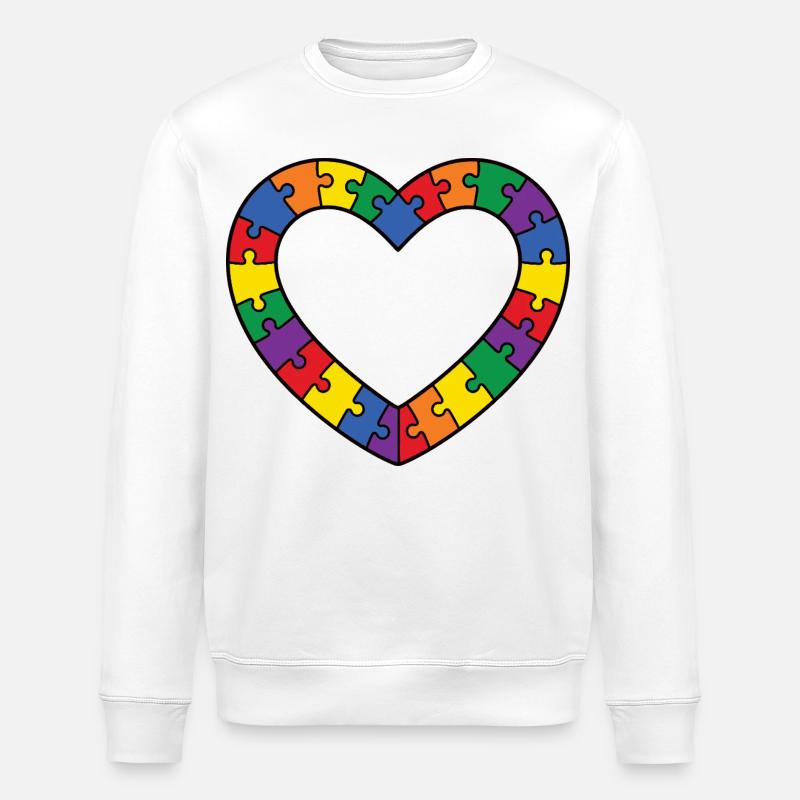 Autismus Puzzle Herz Motiv - Stanley/Stella Unisex Bio-Sweatshirt ROLLER - Weiß