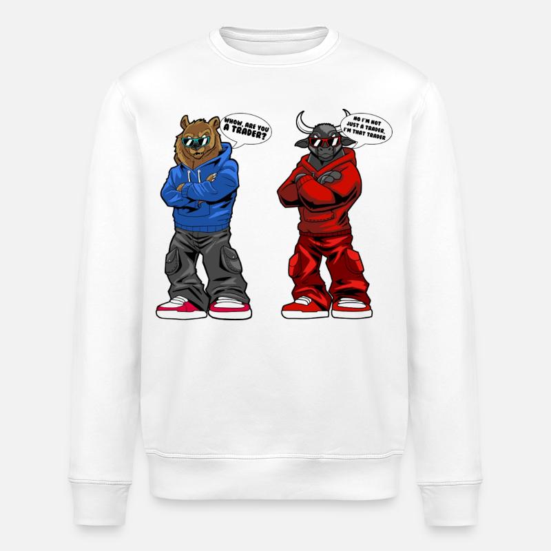 Bullen-Trader Duo - Stanley/Stella Unisex Bio-Sweatshirt ROLLER - Weiß