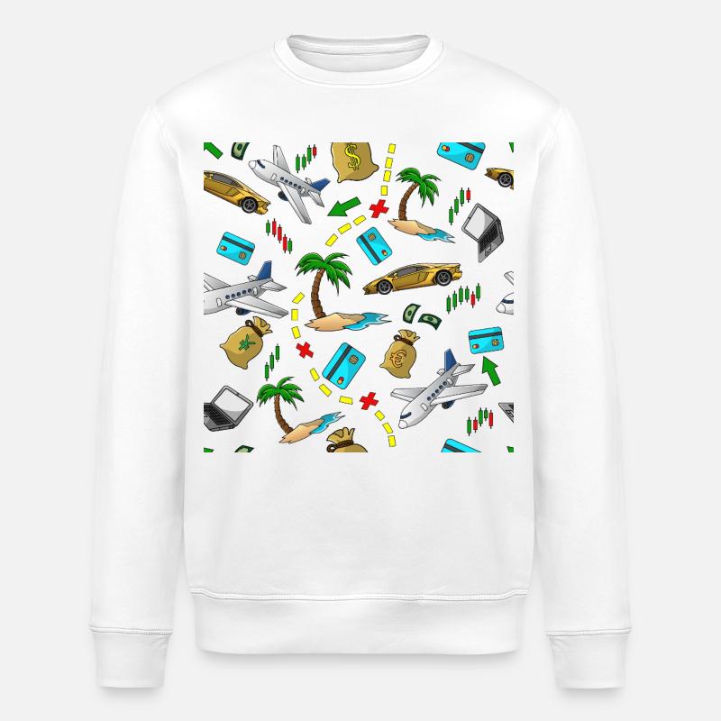 Reisegeld Muster - Stanley/Stella Unisex Bio-Sweatshirt ROLLER - Weiß