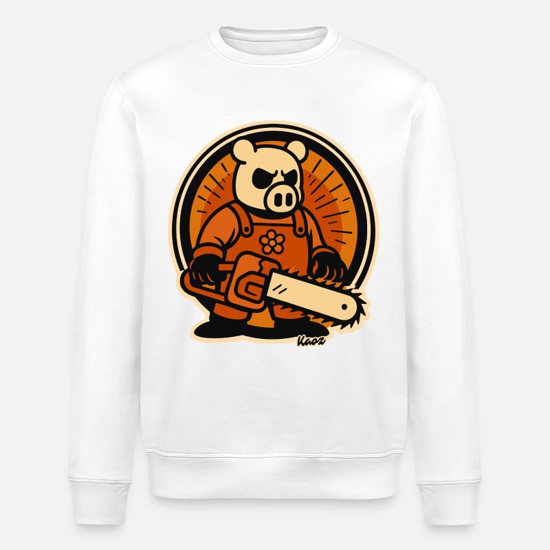 Bûcheron cochon avec tronçonneuse - Sweat bio ROLLER Stanley/Stella Unisexe - blanc